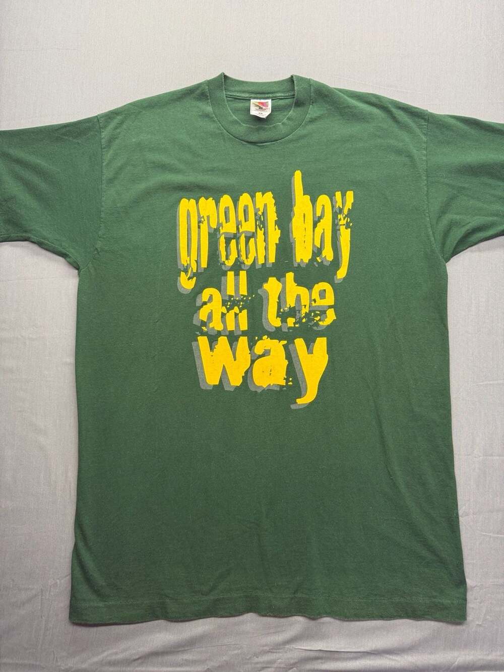 Single Stitch Fruit of the Loom Green Bay Packers T-Shirt Size XL Green